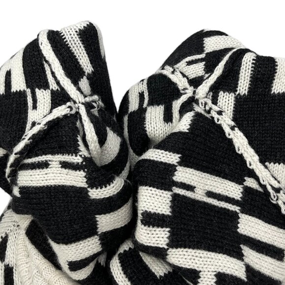 HERMES Vintage H Monogram Logo Turtleneck Sweater Top #S Cream Black [104055] - Picture 6 of 10